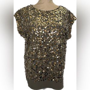 WD•NY Green/Gold Sequin Top
